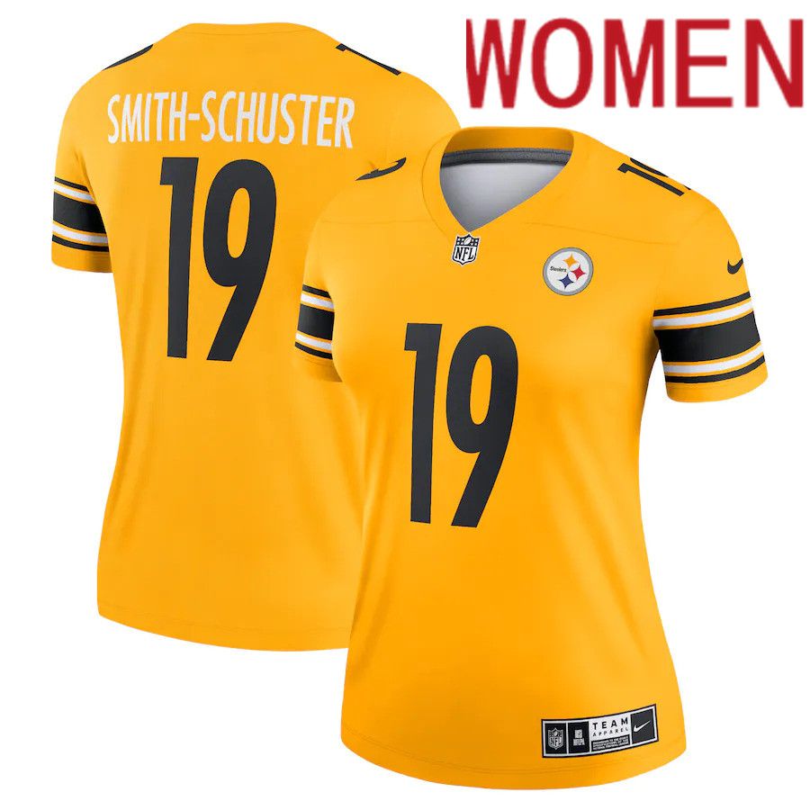 Women Pittsburgh Steelers 19 JuJu Smith-Schuster Nike Gold Inverted Legend NFL Jersey